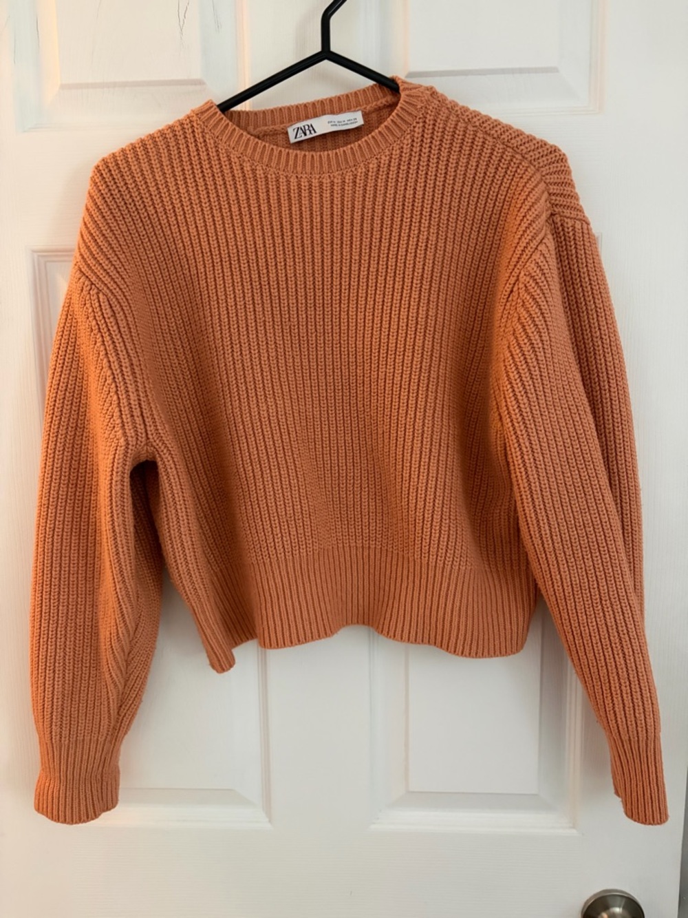 ZARA Chunky Ribbed Crewneck Sweater - Terracotta Orange